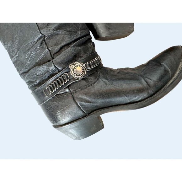 DINGO Women's Black Western Cowboy Slouch Boots Booties Size 7.5 - Picture 2 of 8